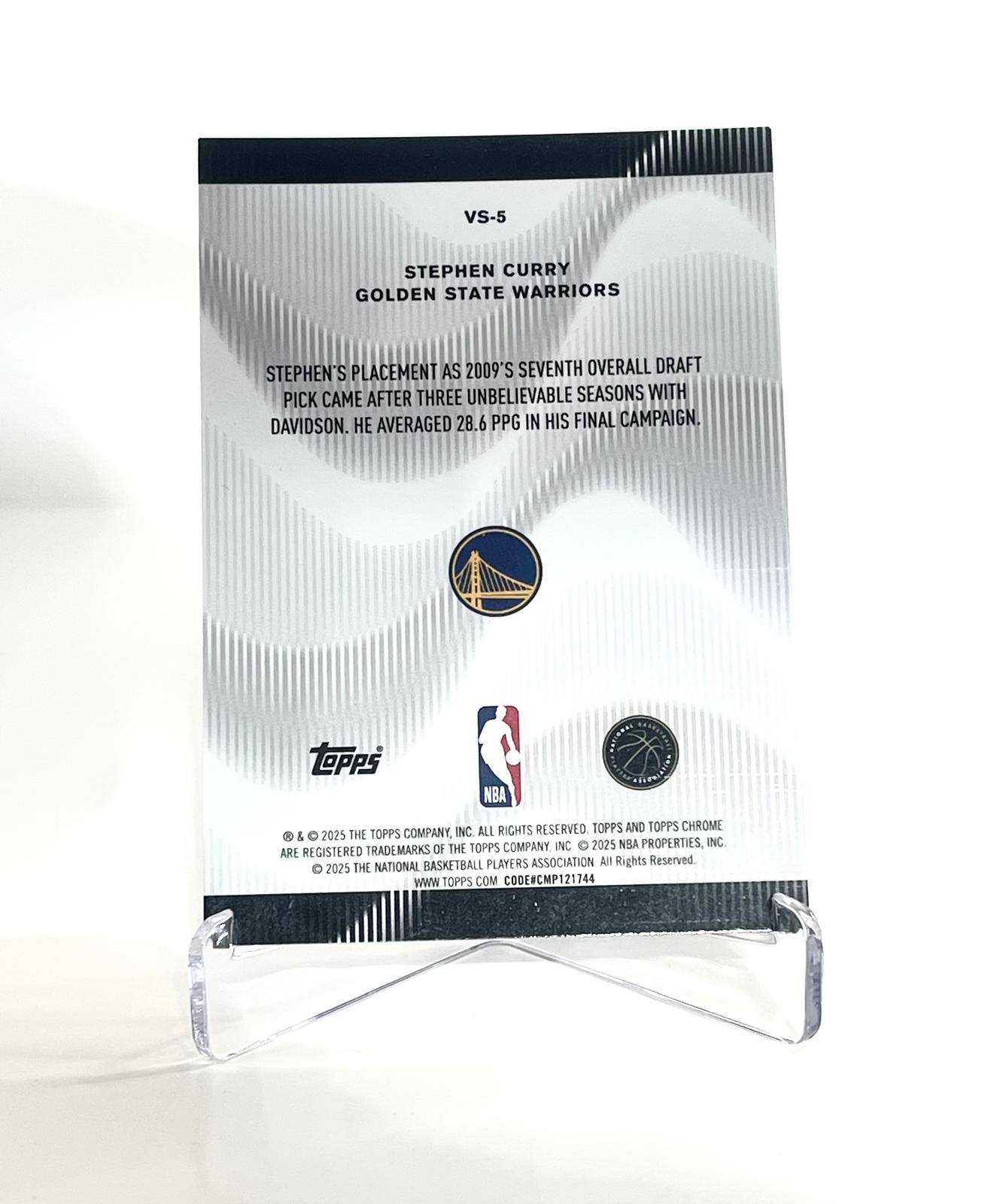 2025-26 Topps Chrome Stephen Curry Golden State Warriors Purple Voices Parallel 74/75