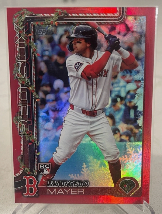 2025 Topps Holiday Marcelo Mayer RC Red Metallic Foil 08/10 Color Match H35