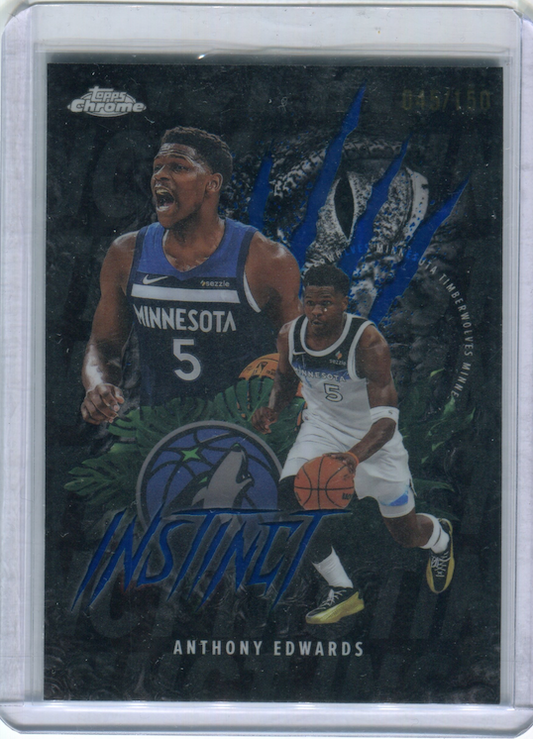 2025-26 Topps Chrome Anthony Edwards Minnesota Timberwolves Blue Instinct Variation 45/150