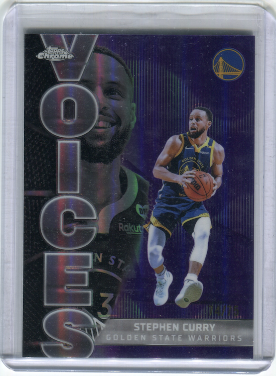 2025-26 Topps Chrome Stephen Curry Golden State Warriors Purple Voices Parallel 74/75
