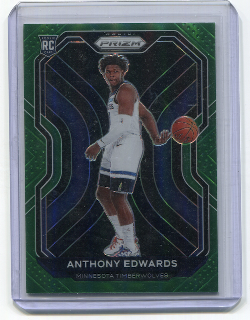 2020-21 Panini Anthony Edwards Minnesota Timberwolves  "Green Prizm Basketball Parallel" Rookie Card