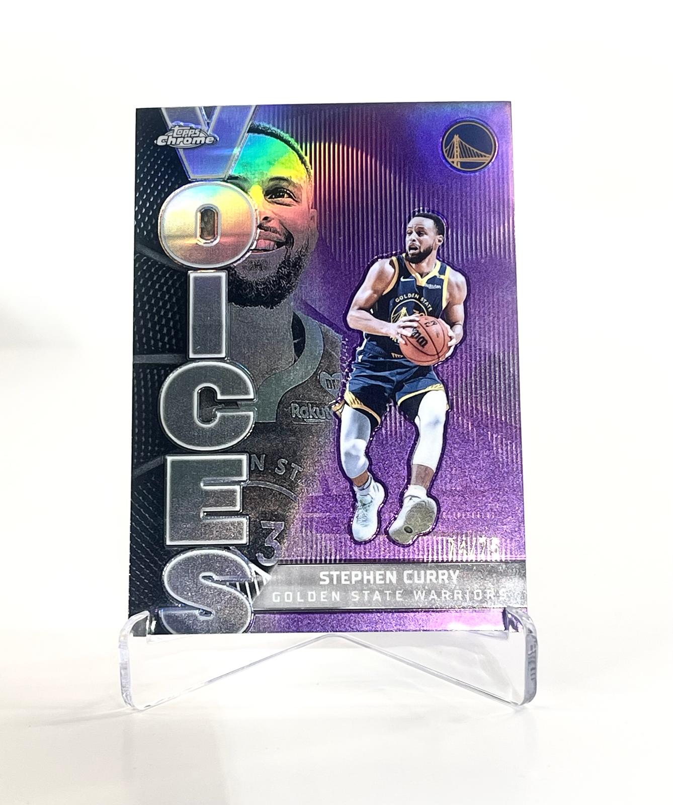 2025-26 Topps Chrome Stephen Curry Golden State Warriors Purple Voices Parallel 74/75