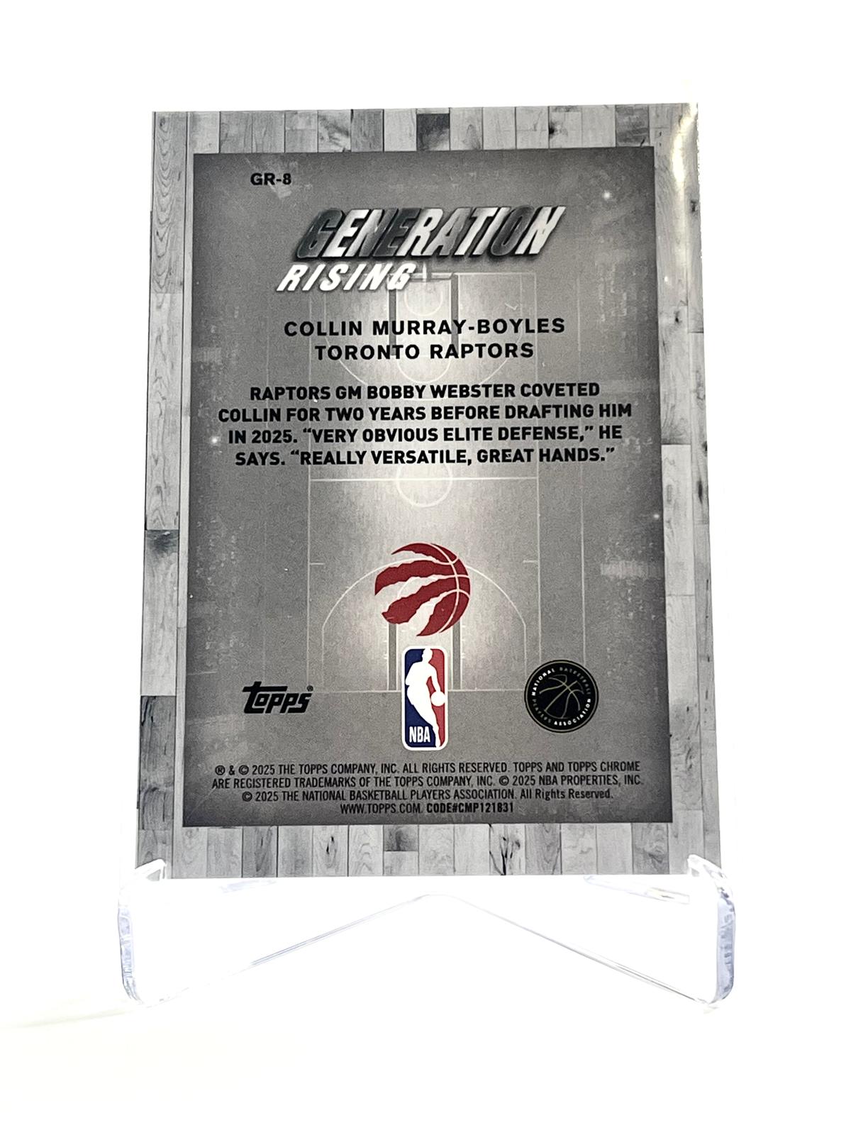 2025-26 Topps Chrome Collin Murray-Boyles Toronto Raptors Generation Rising Blue Parallel RC 149/150