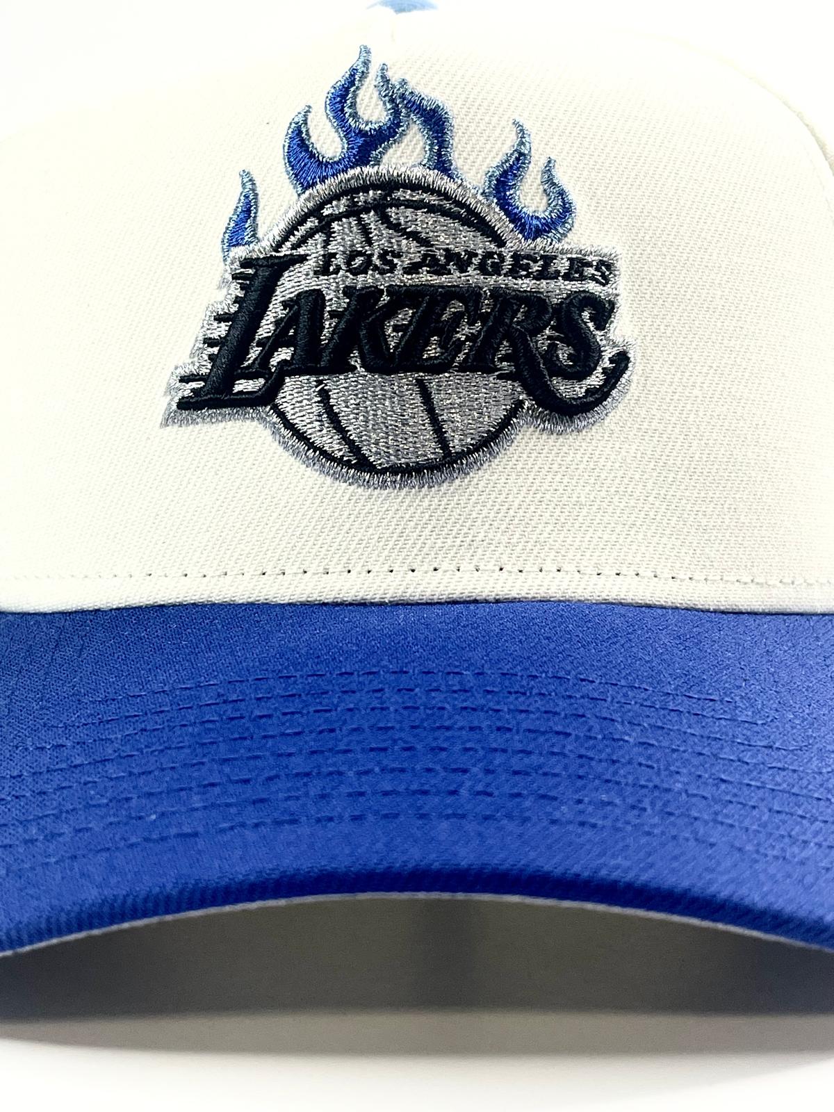 9FORTY A-Frame Los Angeles Lakers "310" Patch Flame Snapback - White/Royal