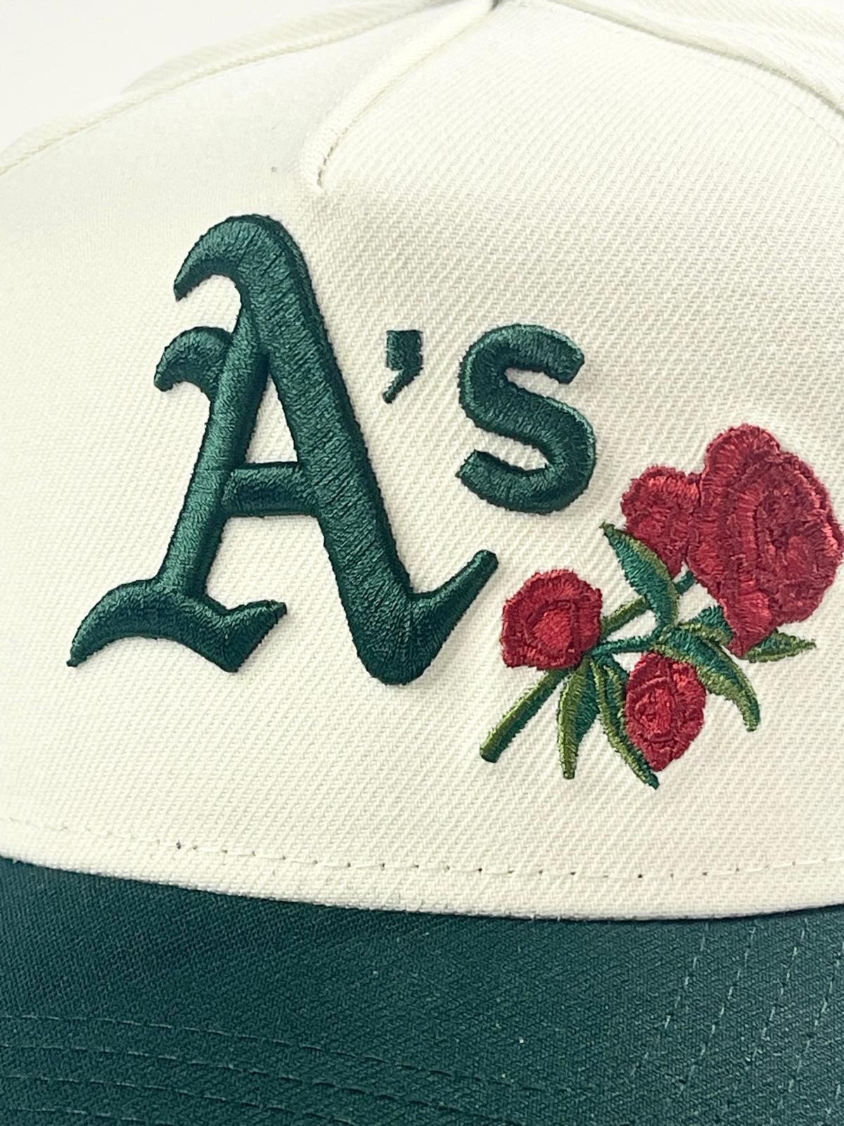 9FORTY A-Frame Oakland Athletics "Oakland Coliseum" Patch Snapback - Chrome/Green