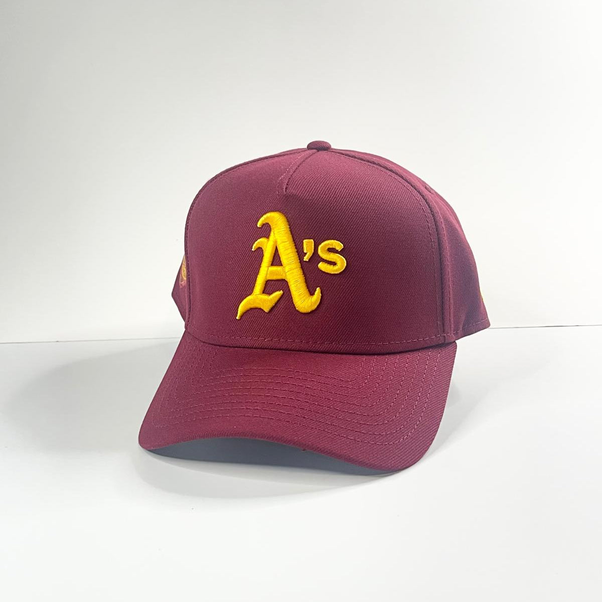 9FORTY A-Frame Oakland Athletics "Oakland Coliseum" Patch Snapback - Maroon/Yellow