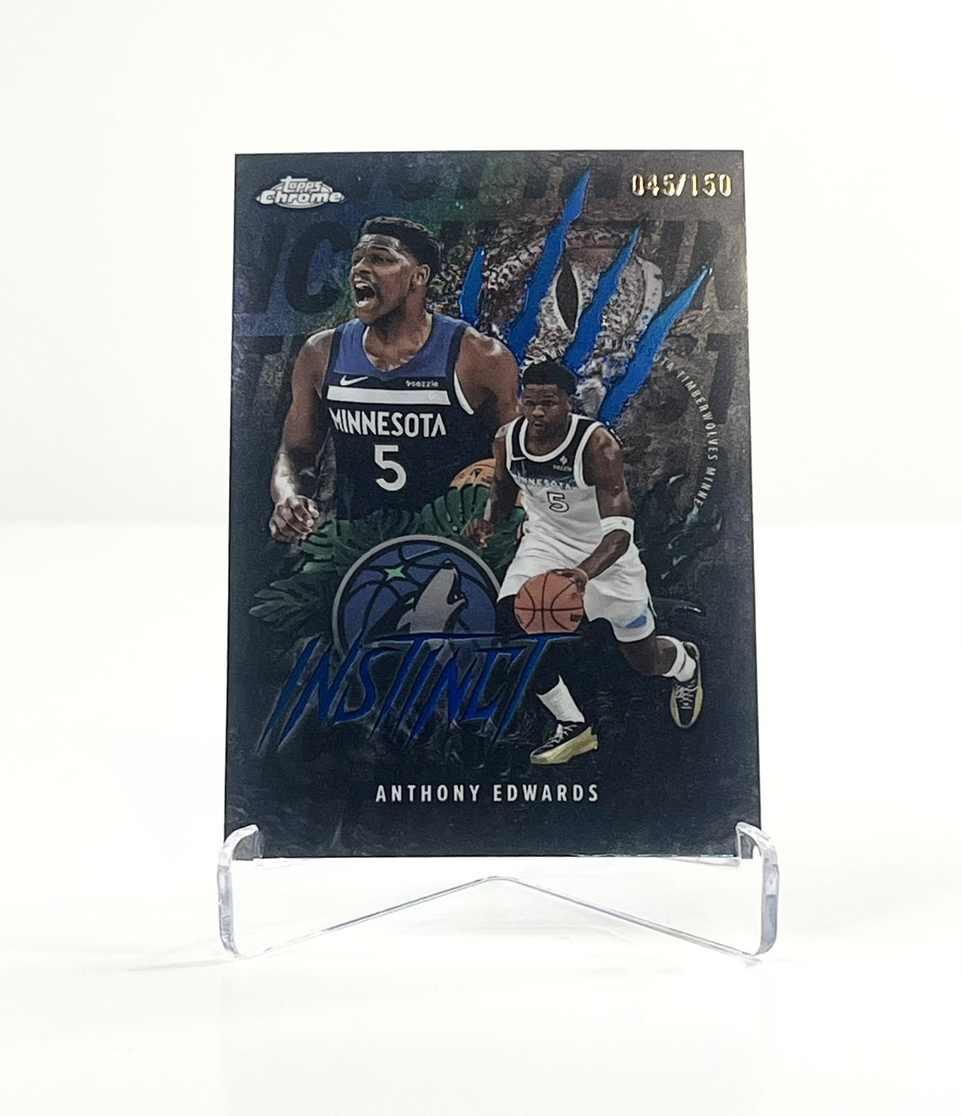 2025-26 Topps Chrome Anthony Edwards Minnesota Timberwolves Blue Instinct Variation 45/150