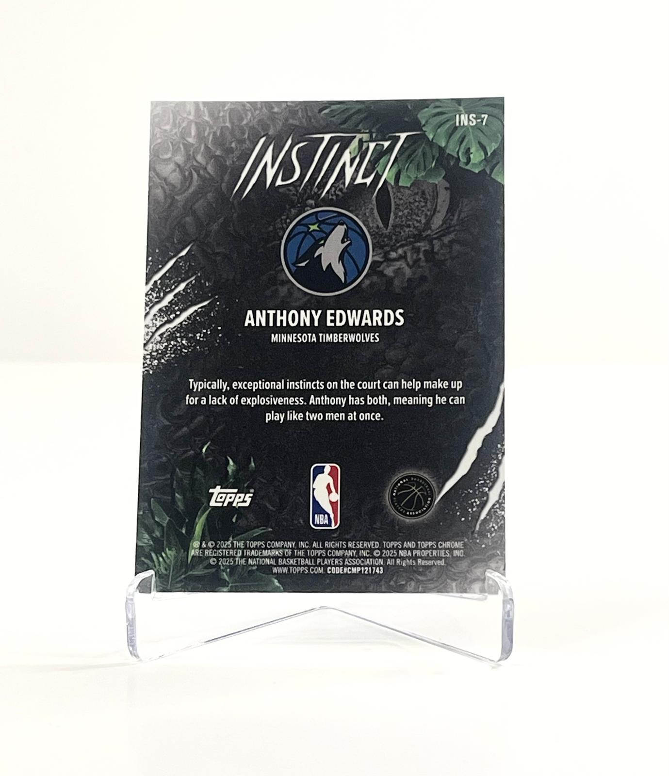 2025-26 Topps Chrome Anthony Edwards Minnesota Timberwolves Blue Instinct Variation 45/150