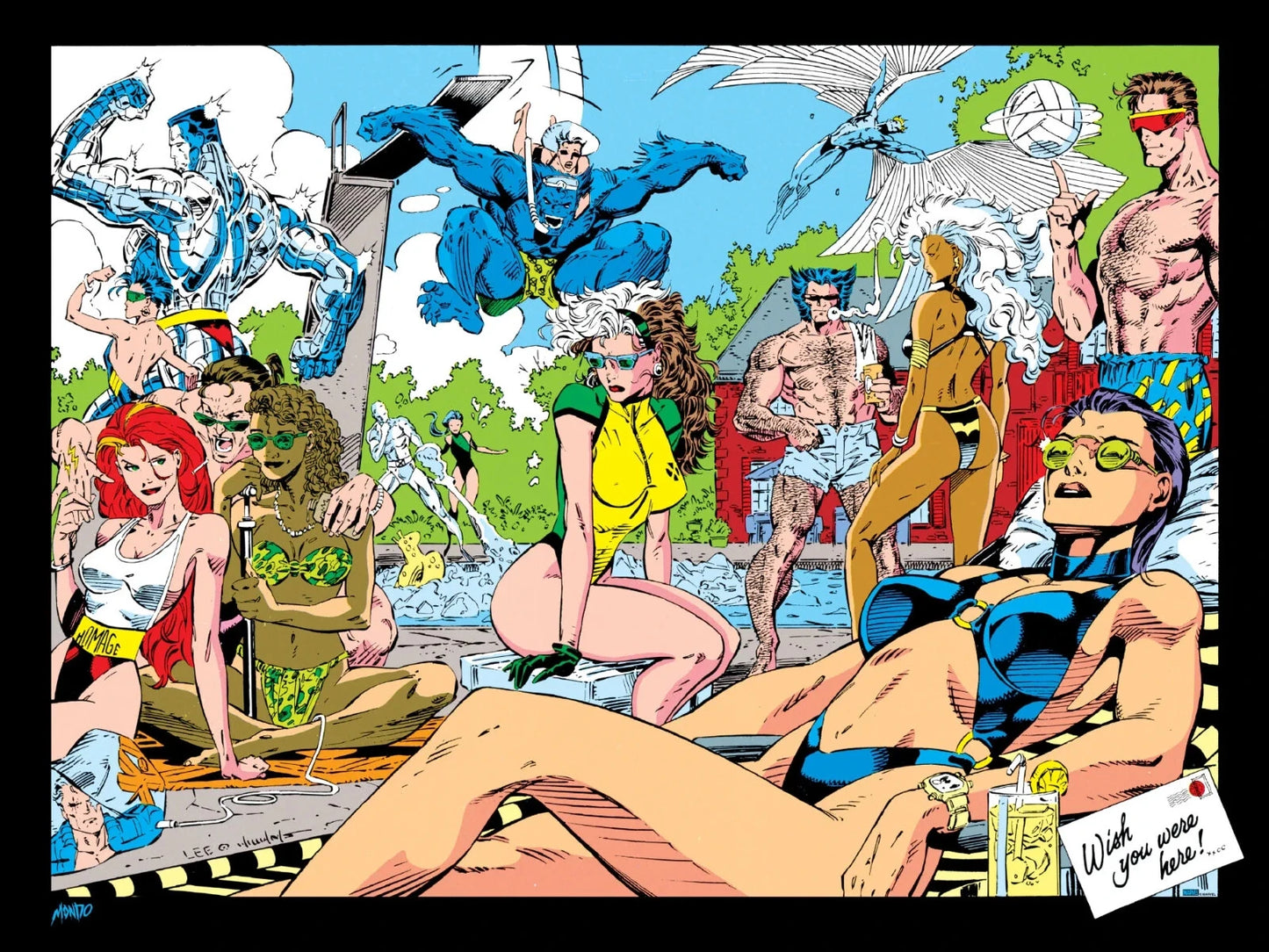 X-Men #1: Pool Party By Jim Lee Poster  4-color Screenprint 18 x 24 - Mondo Exclusive